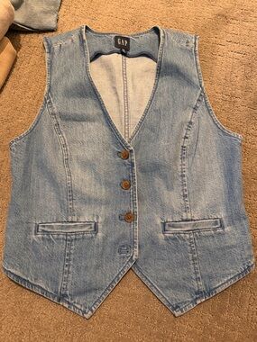GAP Light Blue Denim Vest with Button Front